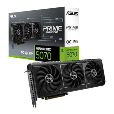 ASUS The SFF-Ready Prime GeForce RTX™ 5070 OC Edition Graphics Card, NVIDIA, Desktop (PCIe® 5.0, 12GB GDDR7, HDMI®/DP 2.1, 2.5-Slot, Axial-tech Fans, Dual BIOS)