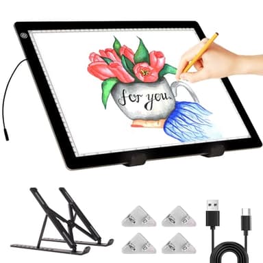 A3 Light Pad for Diamond Painting - Tracing Light Box with Stand, Stepless Dimmable 3 Levels Brightness Light Board, Ultra-Thin LED Light Pad for Weeding Vinyl, Drawing, Diamond Painting, Sketching
