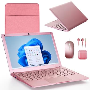 G-Anica win11 Laptop Computer, 8GB RAM 128GB ROM, Celeron Dual core Processors, 10" Netbook Computer with WiFi, Webcam and Bluetooth, Mini Laptop with Bag, Mouse, Headphone and Mouse Pad