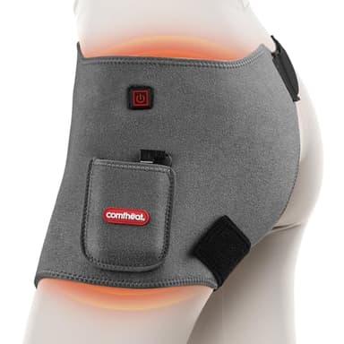 comfheat Cordless Hip Heating Pad for Pain Relief FSA Eligible HSA 5000mAh Battery Powered Heated Hip Brace Wrap for Hip Sciatica Pain Recovery Buttock, Up to 52" Waist Size, Gift for Women Men