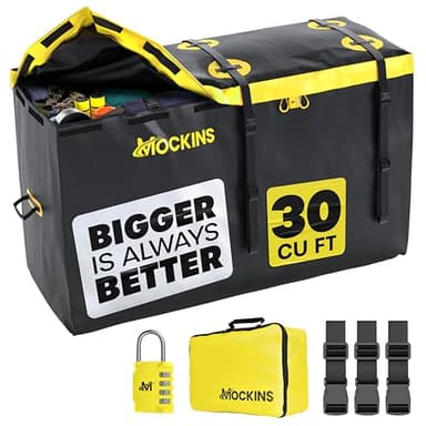 Mockins 30 Cu Ft Trailer Hitch Cargo Carrier Bag | 60"x24"x36" Weatherproof Cargo Bag for Hitch Carrier | Waterproof Truck Bed Storage Set | Vinyl Vehicle Soft-Shell Carriers for Road Trips & Camping