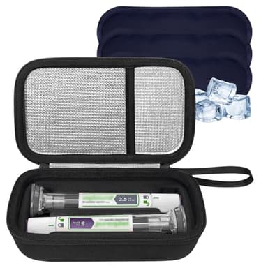 Case for Zepbound or Mounjaro Injector Pens TSA Approved for Trip & Daily Use (Black Interior)