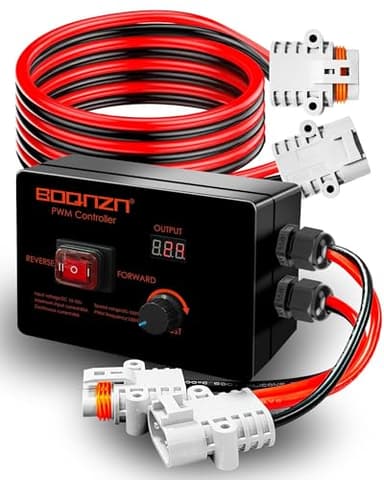 Waterproof PWM Controller DC 12-48V 35A Motor Speed Controller, with 4 PCS Spare Interfaces and 2 PCS 9.85FT Extension Wires, Variable Speed Controller for Boat Trolling Motor DC Brushed Motor