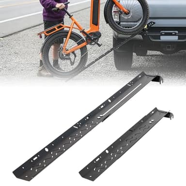 Heavy Duty Extendable Bike Ramp, Foldable Loading Ramp for Piston Pro/Pro X Rack, Fit for E-Bikes Fat Tires Mountain Bikes Mopeds, Compatible with Hitch-Mount Bike Rack Truck Trailer Tailgate