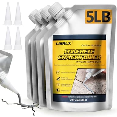Concrete Crack Filler,5 LB High Elasticity Cement Crack Filler,Self-Leveling Quick-Drying & Waterproof Concrete Caulk,Concrete Repair for Driveway,Walkway,Patio,Joint,Indoor and Outdoor,Grey (80oz)