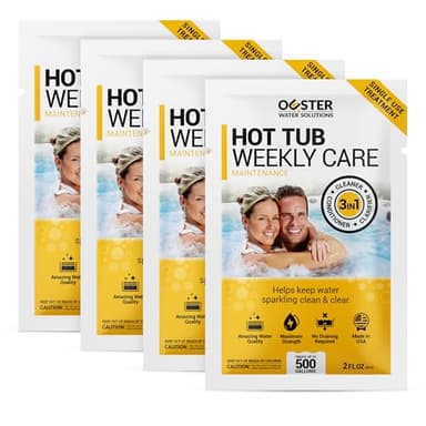 Bio Ouster 3in1 Weekly Hot Tub Cleaner, Conditioner, Clarifier - Hot Tub Chemicals for Standard & Inflatable Spas - Spa Chemicals for Crystal Clear & Sparkling Clean Water - Made in USA (4 Week Kit)
