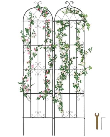 VEVOR Garden Trellis for Climbing Plants, 87 x 20 in, 2 Packs Rustproof Metal Garden Flower Trellis, Outdoor Climbing Rose Trellis Cucumbers Support, Decorative Clematis Trellis for Courtyards Lawns