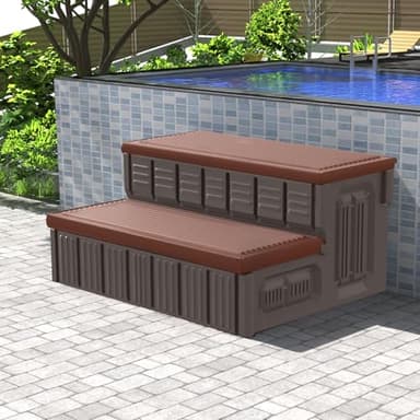 Hot Tub Steps, Outdoor Spa Steps with Storage, Non-Slip & Sturdy Hot Tub Stairs, 36 Inches Long