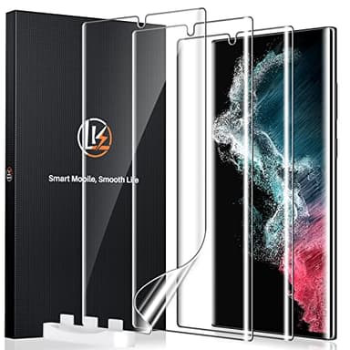 LK 3 Pack for Samsung Galaxy S22 Ultra Screen Protector [Not Glass] [Support Fingerprint Unlock] Bubble Free, with Easy Installation Tool, 3D Curved Max Coverage for S22 Ultra 6.8-inch