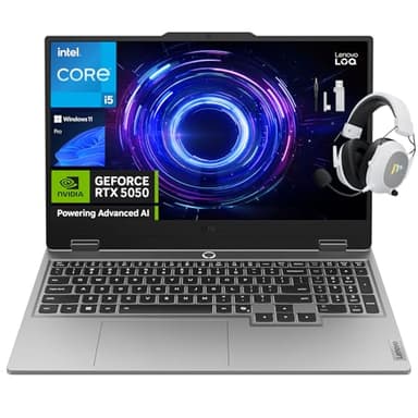 Lenovo LOQ Gaming Laptop, 15.6" FHD 144Hz Display, Intel Core i5-13450HX, NVIDIA GeForce RTX 5050, 16GB DDR5 RAM, 512GB SSD, Wi-Fi 6, Backlit Keyboard, Windows 11 Pro, Luna Grey, w/Mytrix Accessory