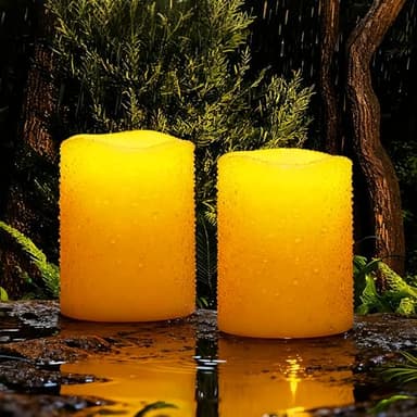 Homemory Solar Candles Outdoor Waterproof, Rechargeable Candles, Solar Powered Flameless Candles for Outdoor, Lanterns, Sensor Only, Dusk to Dawn, 3"x4", Set of 2