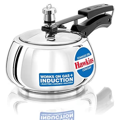 Hawkins Contura Pressure Cooker, Stainless Steel Inner Lid Cooker, Handi Cooker, Induction Cooker, Small Cooker, Silver SSC20 2 Litre
