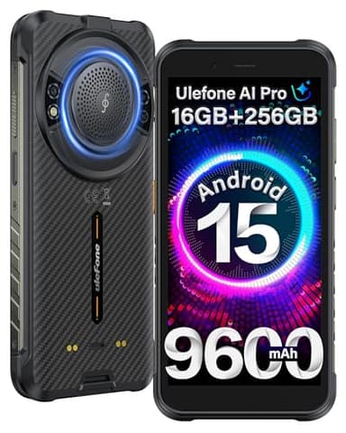 Ulefone RugKing 4G Rugged Phone, Android 15 Unlocked Smartphone, 16+256GB, 50MP+2MP+8MP Camera, 9600mAh, 126dB Speaker, 5.99” Screen, 3-Card Slot, NFC/GPS/uSmart/Dock Charging, Dual LTE Mobile