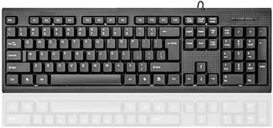 Guiheng Wired Computer Keyboard, Plug Play USB, Large Number Pad, LED Indicators，Ergonomic, Foldable Stands,Anti-Wear Letters Full Size Keyboard,for Windows Mac PC Laptop-Black