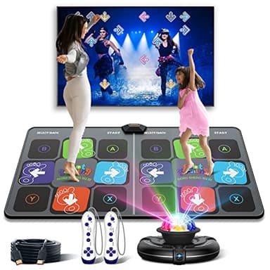 FWFX Dance Mat for TV Games - Wireless Musical Electronic Dance Pad for Kids & Adults, 2-Player Indoor Active Exercise Game for Family Parties, Birthday for Boys and Girls
