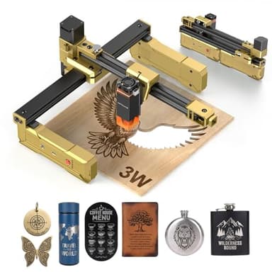 Artilume T1 Foldable Laser Engraver, Portable Engraving Machine with 0.01mm Accuracy, 200x150mm Working Area for Wood, Leather, Acrylic, Coated Metal - Ideal for DIY & Small Business (3000mW)