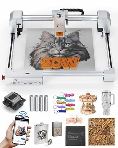 Carverall X1/JL9 20W Laser Engraver and Cutter with Air Assist, Laser Engraving Machine for Wood Metal Acrylic Glass Stone, Powerful DIY CNC Laser Cutter 11.8" x 11.8" 20000mW Class1