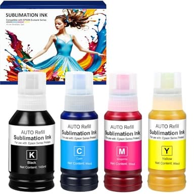 YeaImage Sublimation Ink for Ecotank et-15000, et-2400, Eoctank et-2800, et-2850, et-2803, et-3850, et-2720, et-2760, et-2840, et-3830, XP4100, Sublimation Heat Press Ink