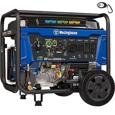 Westinghouse 13500 Peak Watt Tri-Fuel Home Backup Portable Generator, Remote Electric Start, Transfer Switch Ready, Gas, Propane, and Natural Gas Powered