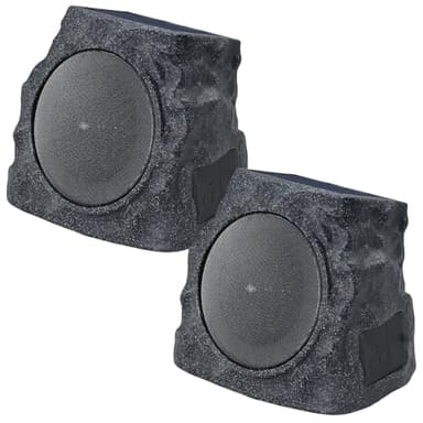 uuffoo 2-Pack Solar Powered Rock Speakers Outdoor Water-Resistant IP44 Rock Speaker with Lights RGB Colors and USB Charging for Patio Pool Party Yard Garden Outside