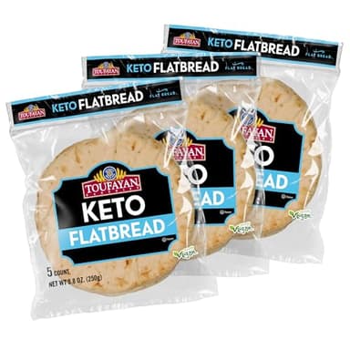 Toufayan Bakery KETO Flat Bread - Keto Diet Friendly - Zero Sugar, Low Carb - Soft, Delicious Flavor and Texture (3 Pack)