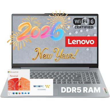 Lenovo IdeaPad Slim 3i 15.6" FHD Laptop • Microsoft Office 365 • 1.1TB Storage • LPDDR5 • Intel 4 Cores • 128GB SSD and 1TB Cloud • WiFi 6 • Military-Grade • Windows 11 no Mouse • Essential Laptop