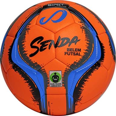 Senda Belem Training Futsal Ball, Fair Trade Certified, Orange/Blue/Grey/Black, Size 4 (Ages 13 & Up)