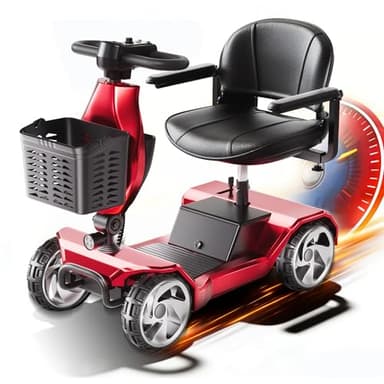IQIRAF Foldable Mobility Scooters for Seniors, Black Powered Electric Wheelchair, 4 Wheel Lightweight Mobility Scooters for Adults, Mobility Scooter with Seat, Folding Travel Motorized Scooter