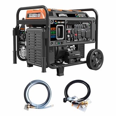 GENMAX 10500 Peak Watt Tri Fuel Open Frame Inverter Generator,with ATS,Quiet Technology,CO Sensor,digital display and 50A,Ideal for Home backup,contruction site and RV Camping (GM10500XiT)