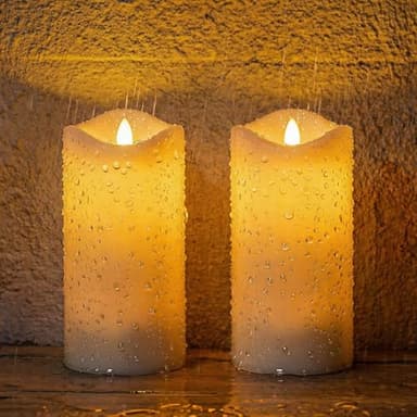 Large Solar Candle Lights Outdoor,Flameless Pillar IP65 Waterproof White Fake Candle,Dusk to Dawn,Solar Powered LED Candles for Patio Yard Deck Window Decor,Mothers Day Gifts,3"x6",Set of 2