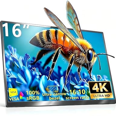 MAFNKOU 16” 4K Portable Monitor UHD 3840×2400 16:10 400 Nits Gaming Display,IPS HDR External Second Screen,Vertical Monitor for Laptop/Mac/PC/PS5/Xbox with Speakers Stand,VESA Compatible