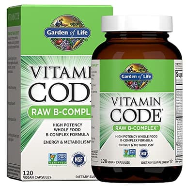 Garden of Life Vitamin B Complex, 120 Vegan Capsules, High Potency Vitamins for Energy & Metabolism with B6, Folate & B12 as Methylcobalamin Plus Probiotics