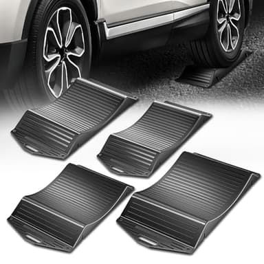 Auto Dynasty Tire Saver Ramps with Interlock Anti-Slip Design, Car Tire Wheel Chock for Tire Prevention and Vehicle Storage, 80,000 Pounds Load Capacity, Easy to Carry, Pack of 4