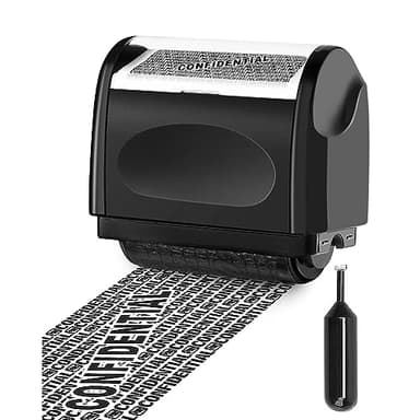 Identity Theft Protection Roller Stamp, 1 Refill Ink - Confidential Roller Stamp for Identity Protection & Security Stamps- Blocking Out Privacy Information and Guard Your Address and ID