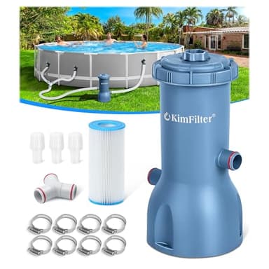 KimFilter Pro Series 1000 GPH Above Ground Pool Filter Pump, Powerful Pool Cartridge Filter Pump, Water Circulation and Filtration System -Improved Water Clean & Clarity, Pools Pumps Above Ground-Gray