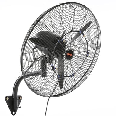 VEVOR 24 Inch 3-Speed 7000 CFM Black Waterproof Wall Mount Oscillating Fan