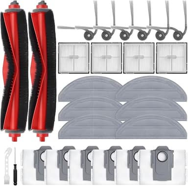 Bluevisk 26 Pack Replacement Accessories Parts for Roborock Q10 S5/Q10 S5+/Q10 X5/Q10 X5+ Robot Vacuum Part with 2 Roller Brush,4 Mop,4 HEAP,6 Mop,6 Dust Bag,6 Side Brushes,1 Screwdriver,1 Clean Brush