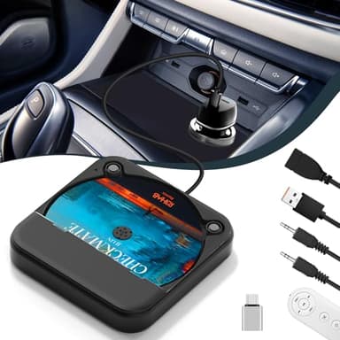 Dislind Portable USB CD Player for Car, Portable Car CD Player with USB-C Adapter & Extension Cable, External CDs Players for Cars Stereo Type-C Port, AUX Port, Vehicle, Truck, Laptop, TV - Black