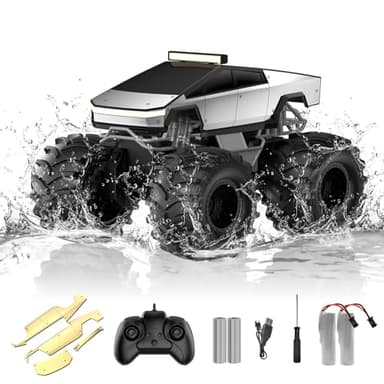 Amphibious Remote Control Car, 1:18 Monster Truck Toys for Boys RC Cars, 2.4 GHz Waterproof RC Trucks, 4WD All Terrain Off-Road Pickup, Kids Christmas Birthday Gifts Present Boys Girls Toys Ages 6+