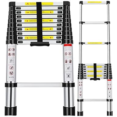 Telescoping Ladder,10.5FT Aluminum Extension Ladder with 2 Replacement of Non-Slip Rubber Cover, 330 lb. Load Capacity, Telescopic Ladder Portable Multi-Purpose for Indoor Outdoor Work