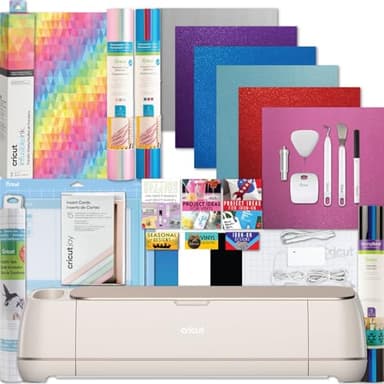 Cricut Maker 4 Machine Ultimate Bundle- Rainbow Vinyl Sampler, Infusible Ink, Card Making Kit, Iron-On Sampler Roll, Tool Set and Cutting Mats, Beginner Cutting Machine Set for Die-Cutting Projects