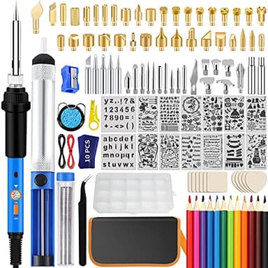 116pcs Wood Burning Kit, Professional Wood Burning Tool with Soldering, DIY Creative Tools Adjustable Temperature 220~480℃ Wood Burner Soldering Pen for Carving/Pyrography, Mothers Day Gifts
