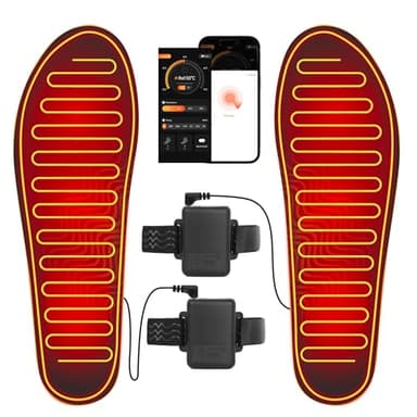 NASOLZIK Heated Insole for Men Women - APP 5000mAh Battery Rechargeable Electric Insoles with 4 Heating Levels for Winter Skiing Hunting Camping Hiking Fishing Cycling,Size S