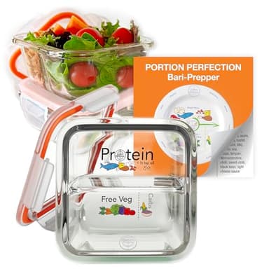Portion Perfection Bariatric Must Haves / 3 Pk Bariatric Meal Prep Containers Reusable Glass Portion Control Container | Gastric Sleeve Must Haves | Bari Preppers