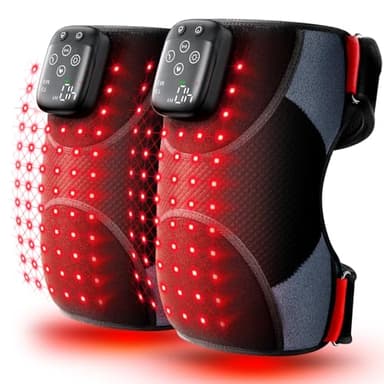 LTW Knee Massager with Heat and Red Light, Cordless Heated Knee Brace with 3 Heat/3 Vibration/5 Light Levels, 72 Red Lights, 5000mAh Massager for Knee Elbow Shoulder(2 Pack)