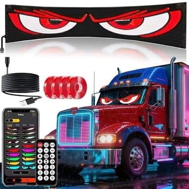 35.3in*7.5in Devil Eyes Light Sign for Cars, Led Eyes Animated for Car Truck Windshield, DIY Dynamic Programmable Led Windshield Eyes with App Control for Windows of Cars SUVs Small Medium Trucks(1PC)