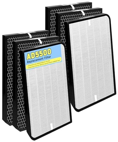 5500 Replacement Filter Compatible With Air Doctor 5000, 5500 and 5500i Air Purifiers. Includes 2 Efficiency Filter, 4 Activated Carbon Filter, Compare to ADF5006, ADF5005, ADF5001