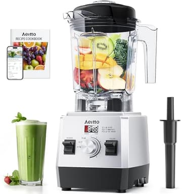 Aeitto Blenders for Kitchen with 68Oz. Large Capacity, 1800W Max Power Smoothie Blender, 3 Preset Programs & 7 Speeds, Professional Countertop Blender for Smoothies, Ice Crush, Generation2 Silver