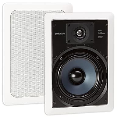 Polk Audio RC65i 2-Way Premium in-Wall 6.5 Speakers, Rectangular Indoor Speakers, Perfect for Damp and Humid Indoor Placement - Bath, Kitchen, Covered Porches (White, Paintable Grille), 1 Pair