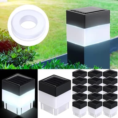 Tujoe 20 Pack Solar Fence Post Cap Lights 2 x 2 Inches Solar Fence Post Caps Lights for Garden, Street, Gazebos, Street Wall(White)